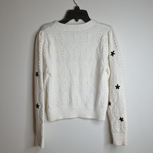 English Factory White Sweater with Black Star Accents - Picture 5 of 7